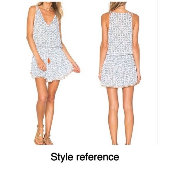 Poupette St. Barth Hana Mini Dress, Size M, Blue print, NWT - Picture 3 of 15